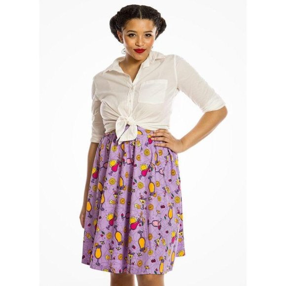 Lindy Bop Purple Summer Cocktails Skirt - Picture 5 of 8